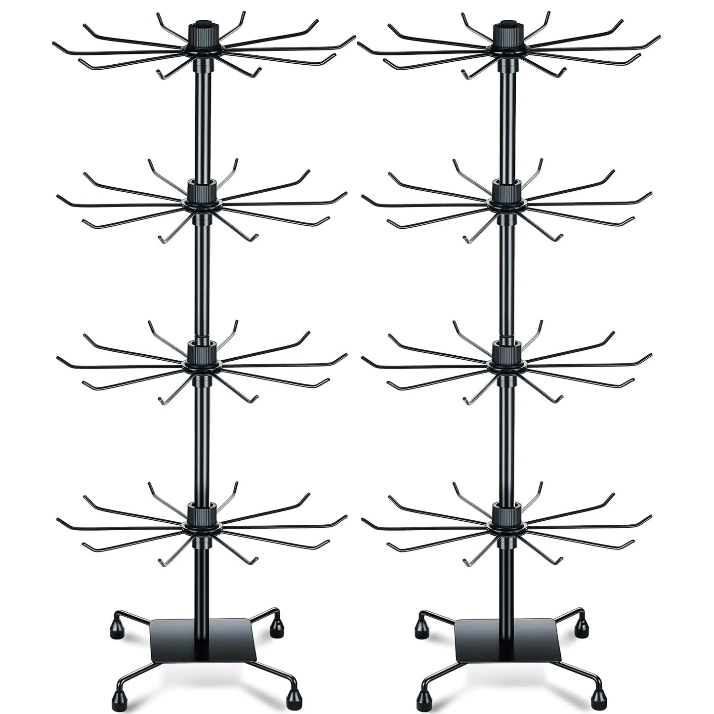BBTO 2 Pcs Rotating Display Stand Jewelry Display Rack with Hooks Metal Earrings Display Stands for Selling Necklace (Black37.4 x 15.8 Inch)