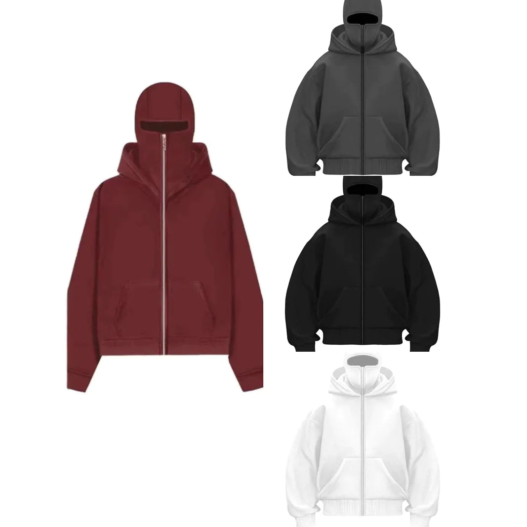 Barrack Hooded Face Mask Zipper Sweatshirt