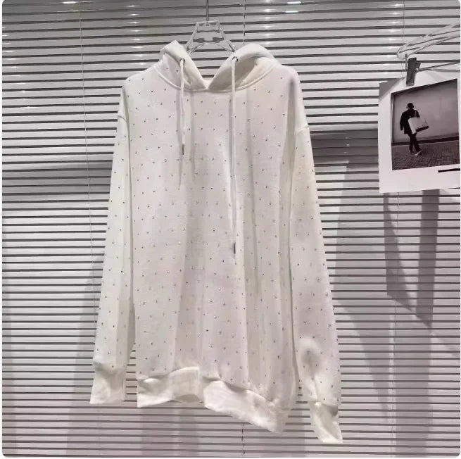 Sparkle Rhinestone Hooded Pullover