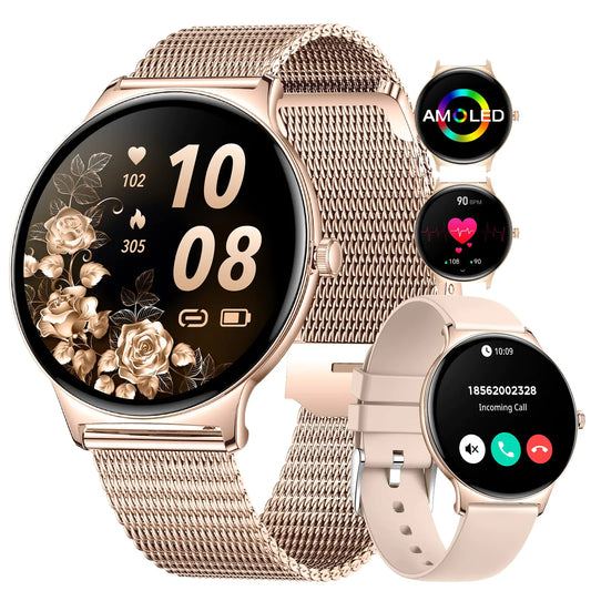 LIGE Smart Watch for Women(Dial/Answer Calls) 1.43" AMOLED HD Display 100+ Sports Modes Fitness Tracker Watch 5ATM Waterproof/IP68/Sleep Smartwatch Women iOS Android Smart Watches for Women