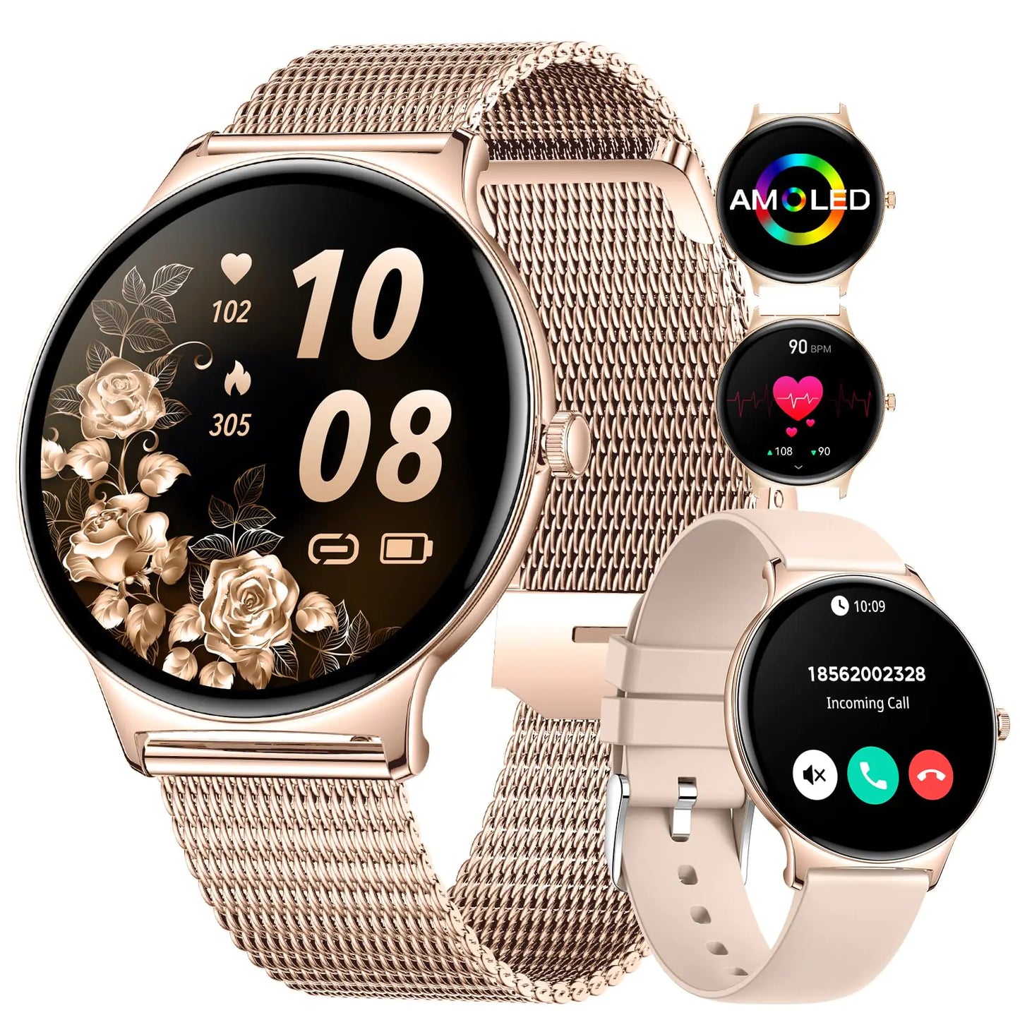 LIGE Smart Watch for Women(Dial/Answer Calls) 1.43" AMOLED HD Display 100+ Sports Modes Fitness Tracker Watch 5ATM Waterproof/IP68/Sleep Smartwatch Women iOS Android Smart Watches for Women