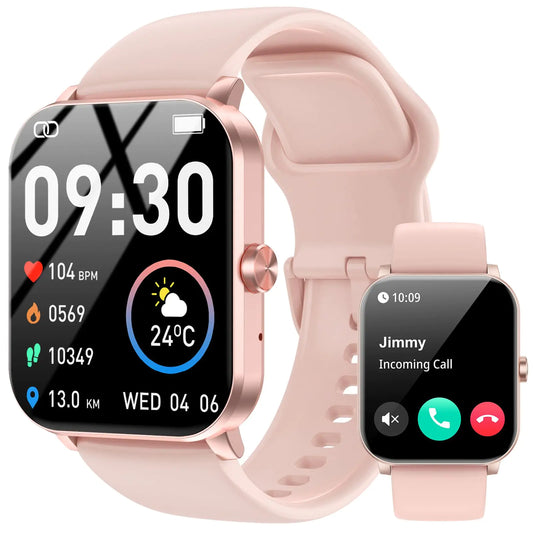 Jacoosa Smart Watch 1.85" HD Smartwatch for Men Women (Answer/Make Calls) Fitness Watch with 120+ Sports Modes IP68 Waterproof Heart Rate/Sleep Monitor Activity Trackers for iOS/Android (Pink)