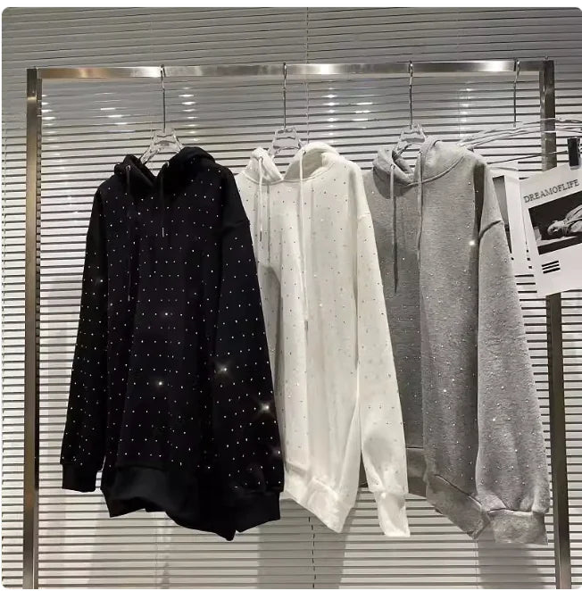 Sparkle Rhinestone Hooded Pullover